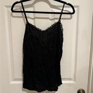 Black Camisole, Large Women’s Black & Gold Accent Cami, Adjustable Straps